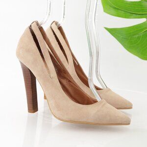 Jeffrey Campbell Womens Pumps Size 6.5 Tan Suede Pointed HIgh Heels Dress Shoes